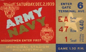 1939 Army vs. Navy Football Ticket Art